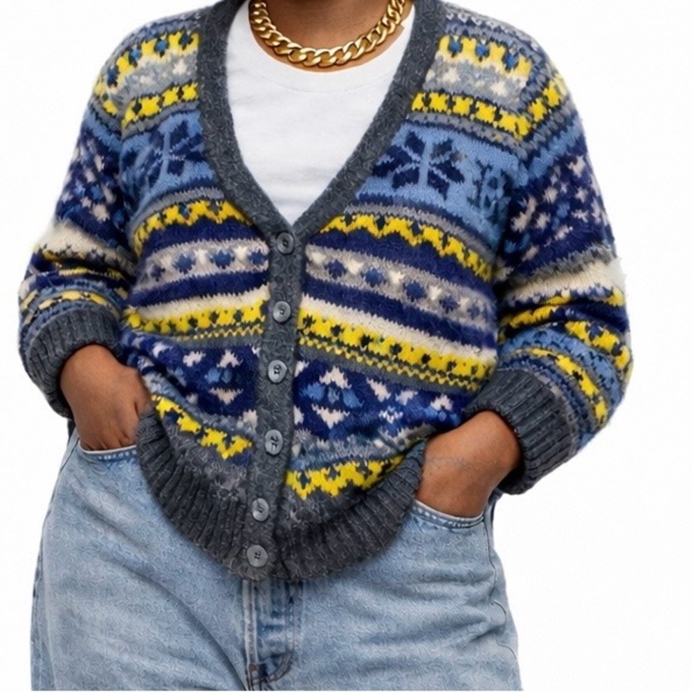 VTG St John’s Bay Grandpa Core Fair Isle Knit Cardigan Sweater Small